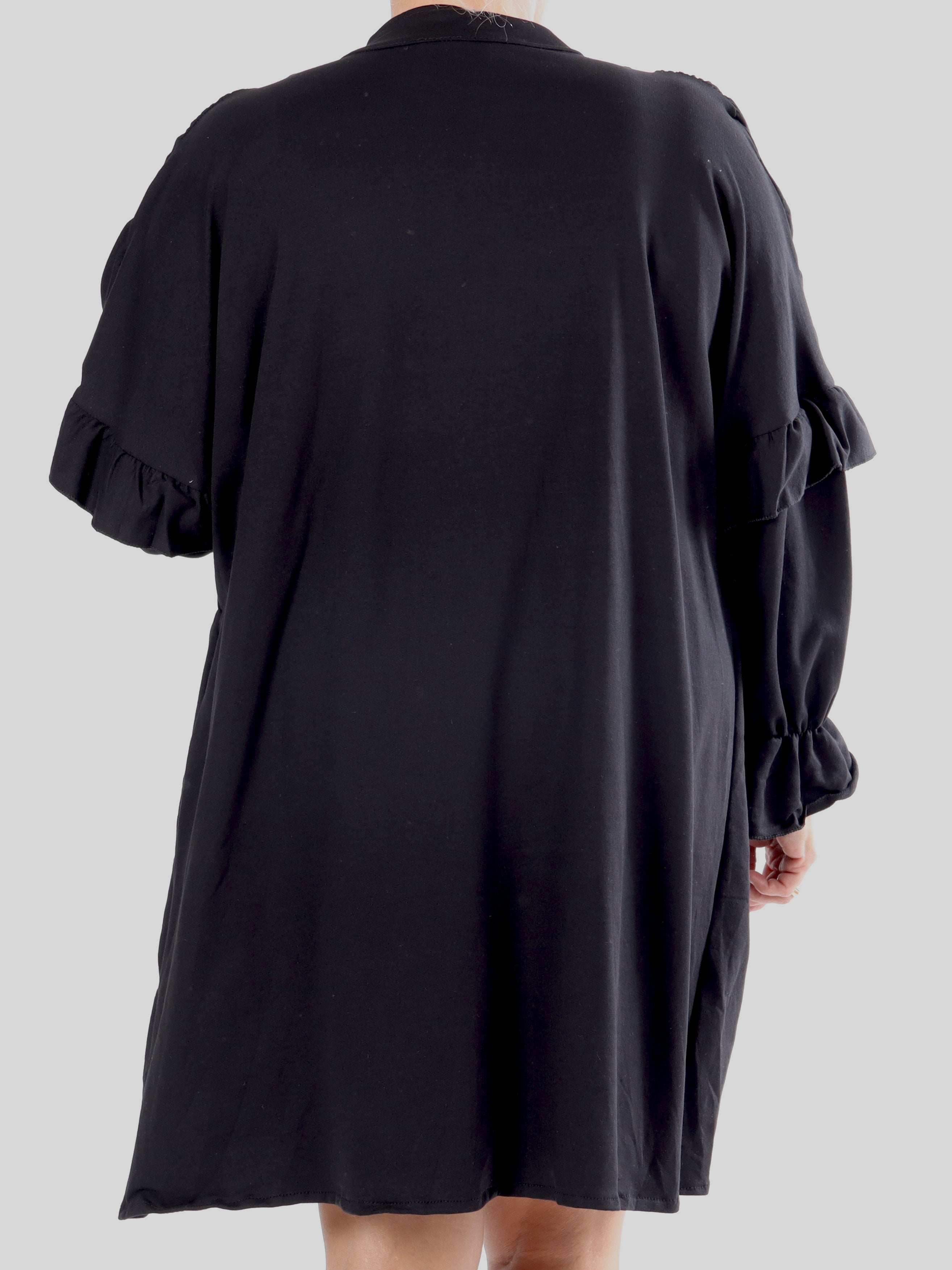 Monica Jersey - Plus size hverdags joggingkjole med flæser